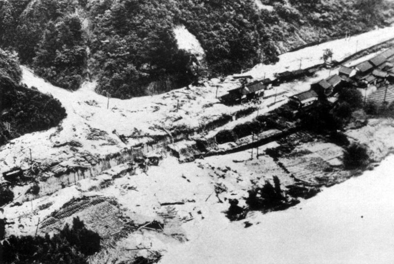 被災した大河原駅の上空からの写真