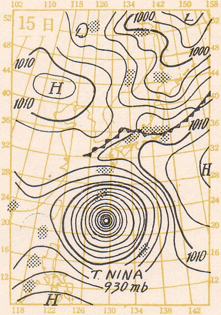 昭和28年8月15日の天気図