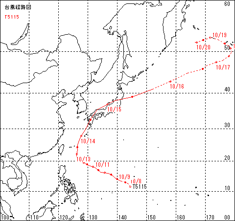 ルース台風経路